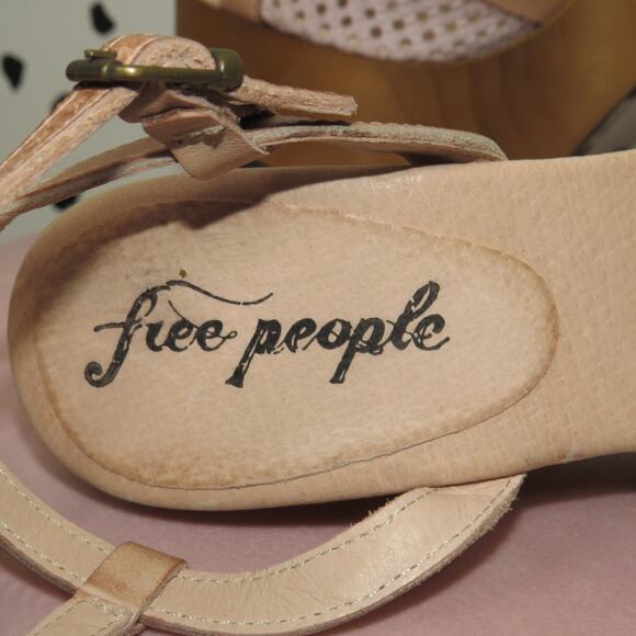 Free People Natural Rendezvous Wooden Platform Wedge Sandals - Picture 7 of 9